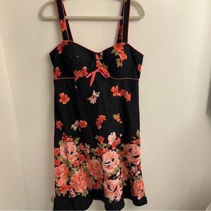 R&K Black and Red Floral Midi Dress Sz 12